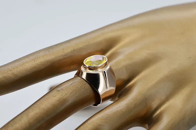 Vintage Jewlery Ring Yellow Peridot Original Vintage 14K Rose Gold vrc296r